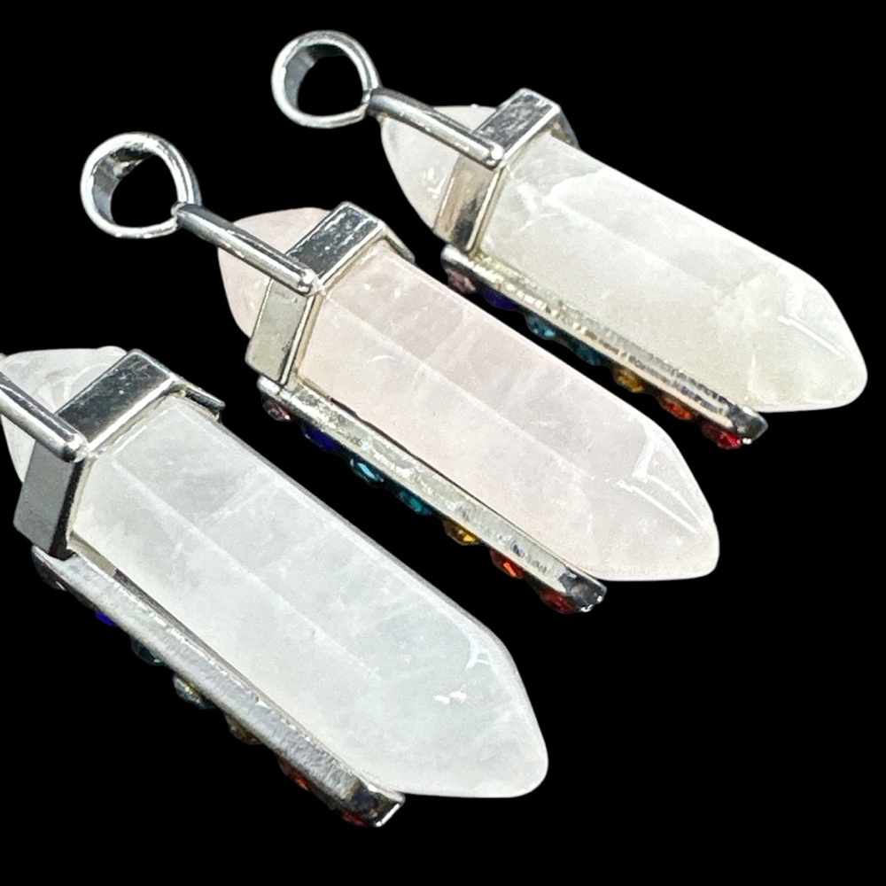 Rose Quartz Tibet Silver Pendant (Silver Plated) - Picture 4 of 16